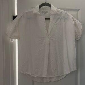 Madewell White Short Sleeve Button-Down Popover Shirt